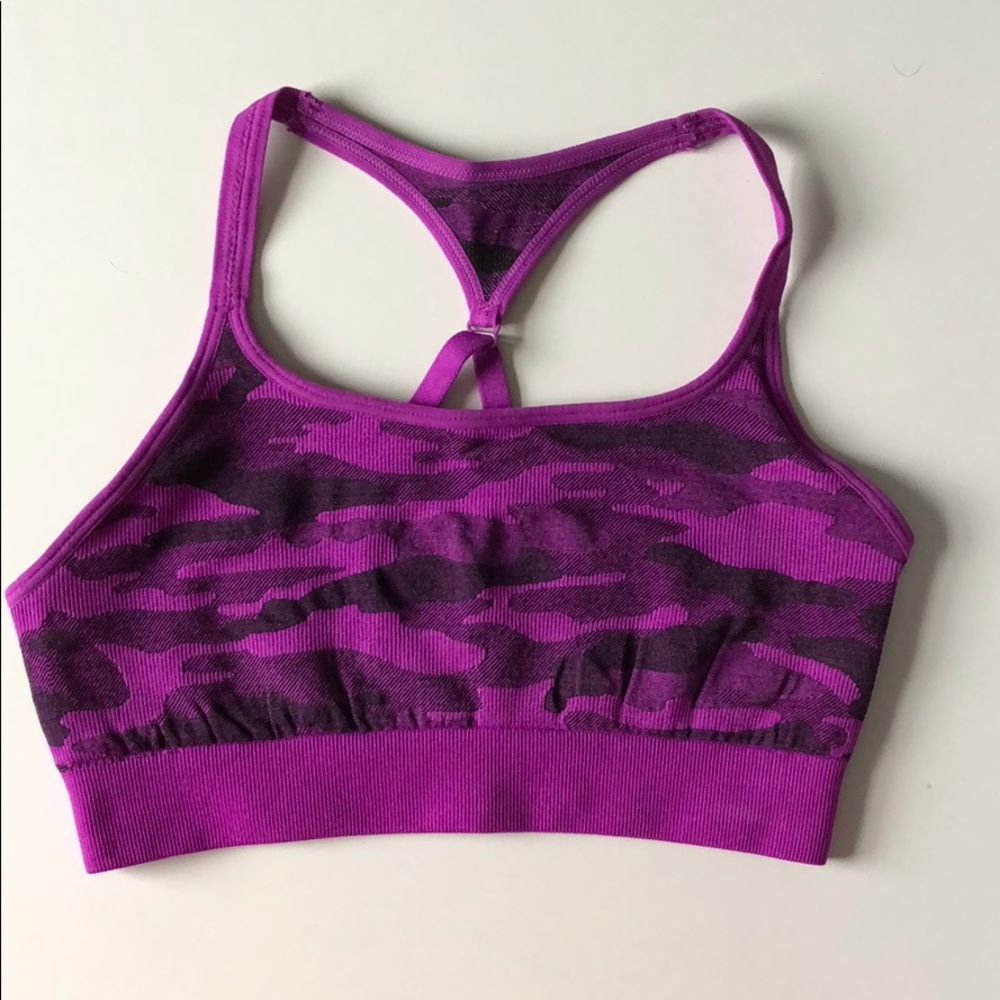 Purple camo sports bra